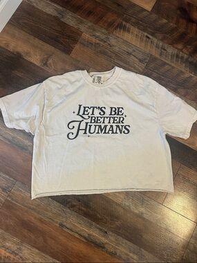 ❤️ 3/$10 Comfort Colors White Tee with Navy 'Let's Be Better Humans' Print